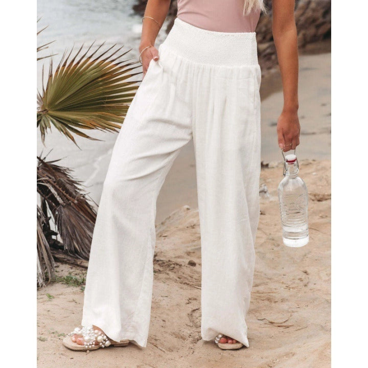 Spring Summer Cotton Hemp Leisure Wide Leg Pants