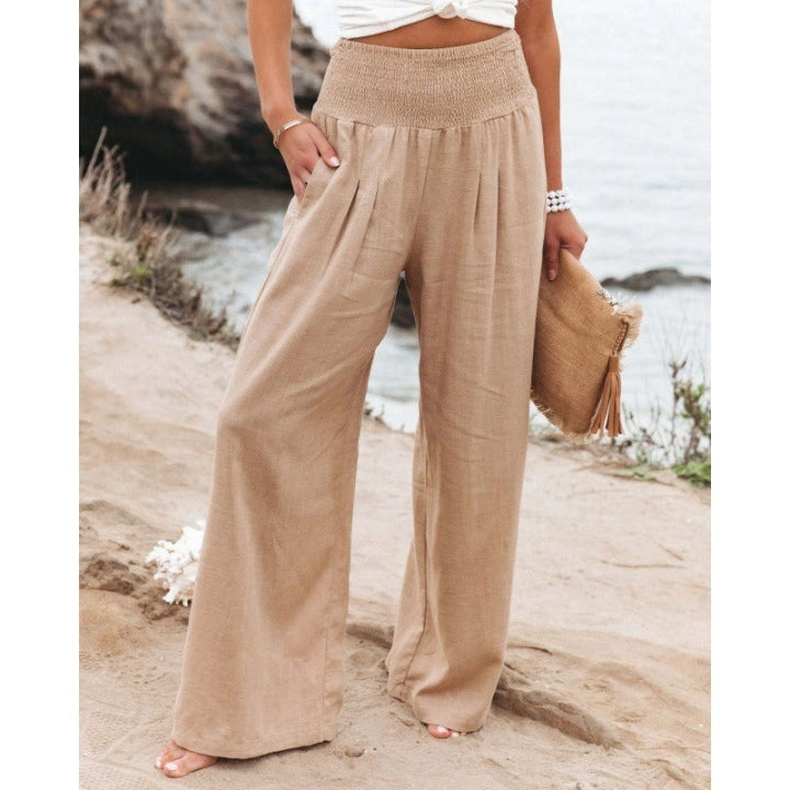 Spring Summer Cotton Hemp Leisure Wide Leg Pants