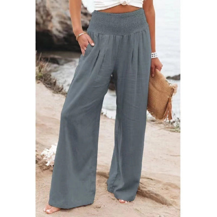 Spring Summer Cotton Hemp Leisure Wide Leg Pants