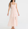 Solid Scoop Neck Smocked Maxi Dress